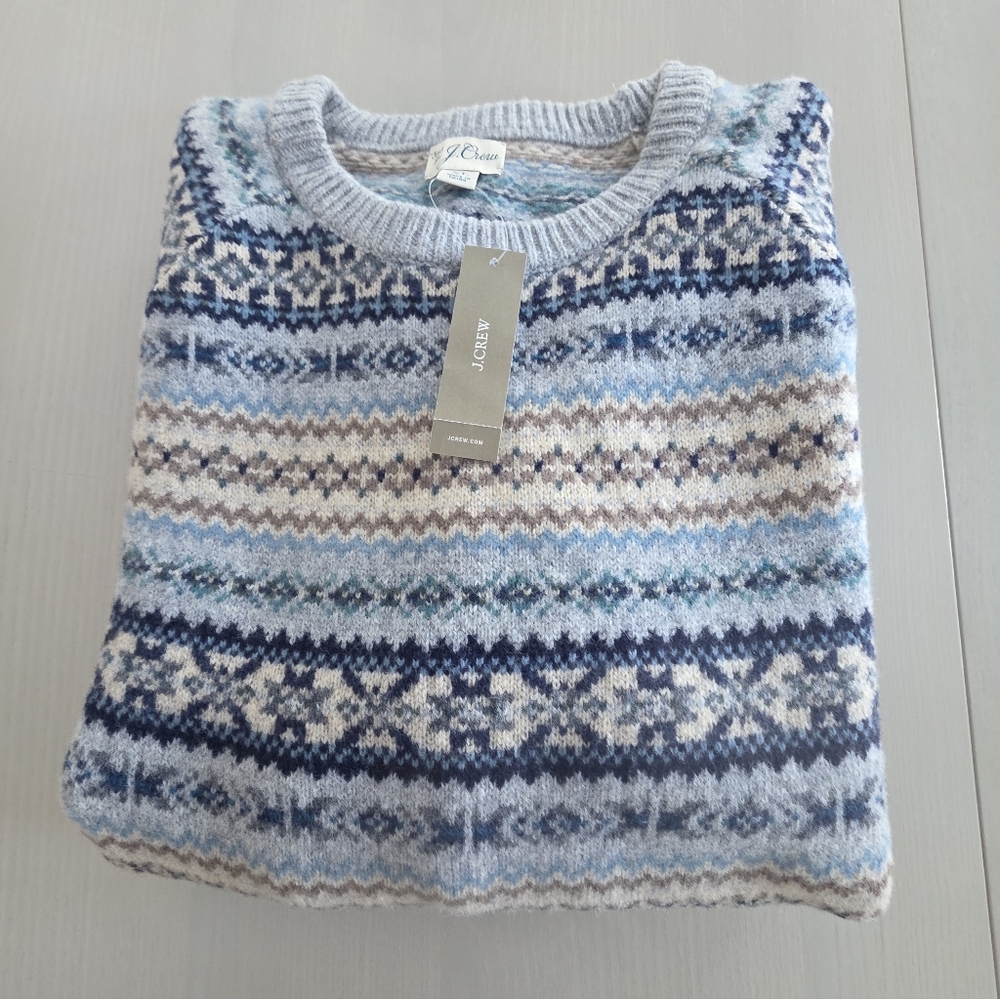 NWT J.Crew Men"s Wool-blend Fair Isle sweater Sz XL $128 Vintage - Picture 9 of 9